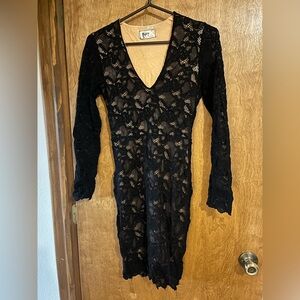 Nightcap Black Lace Long Sleeve Dress